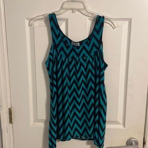 Green / Black Chevron sleeveless blouse
